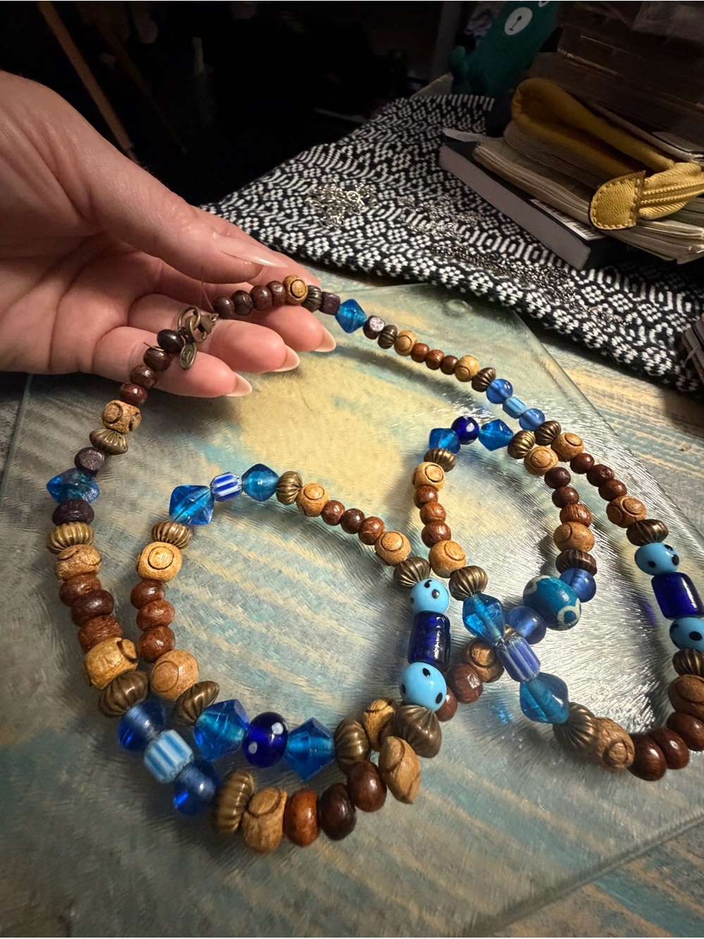 Late 90s Vintage Mixed Media Beaded Necklace -Boho Chic
